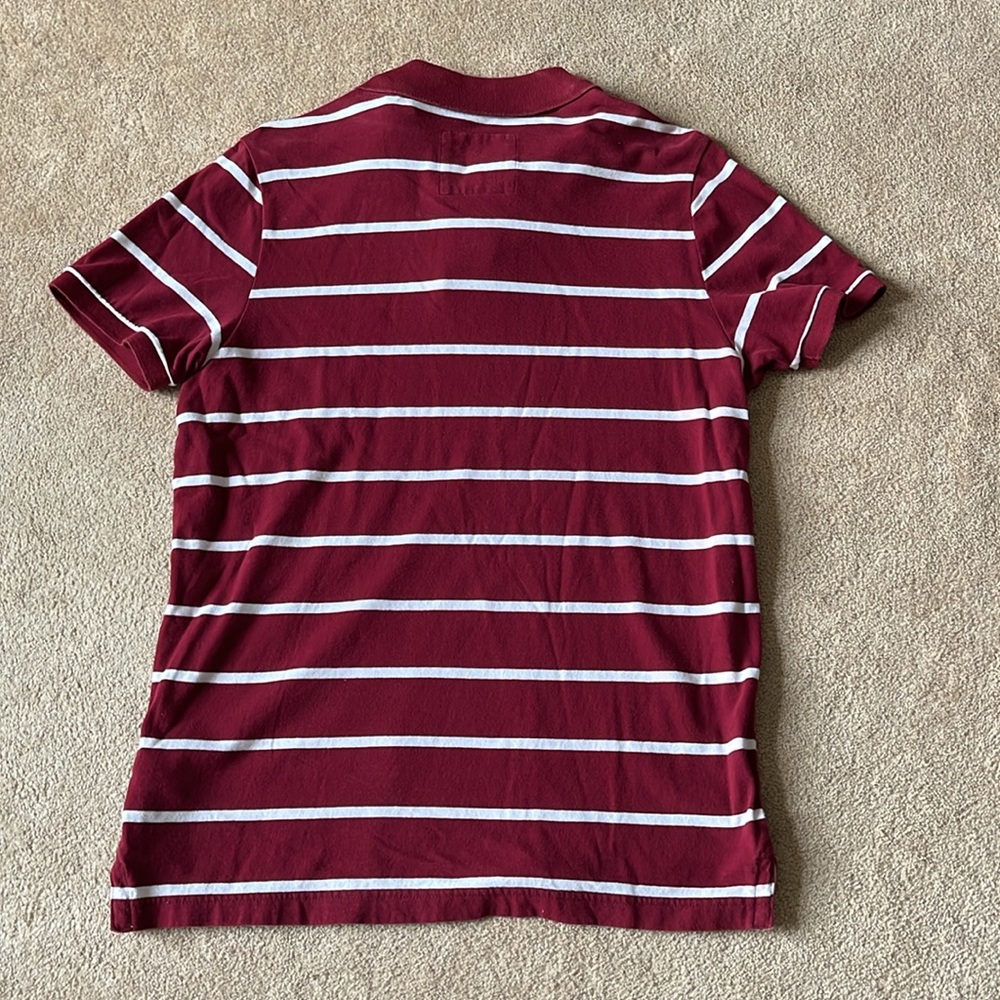 New Hollister Men's Burgundy & White Striped Polo, Super Soft Material, Sz.XL! - Picture 6 of 6